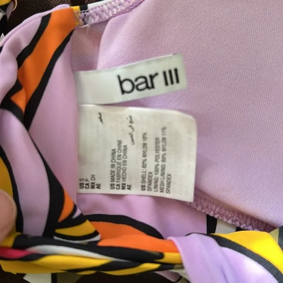 NWT Bar III Retro Colorful Bikini Top - Picture 4 of 6